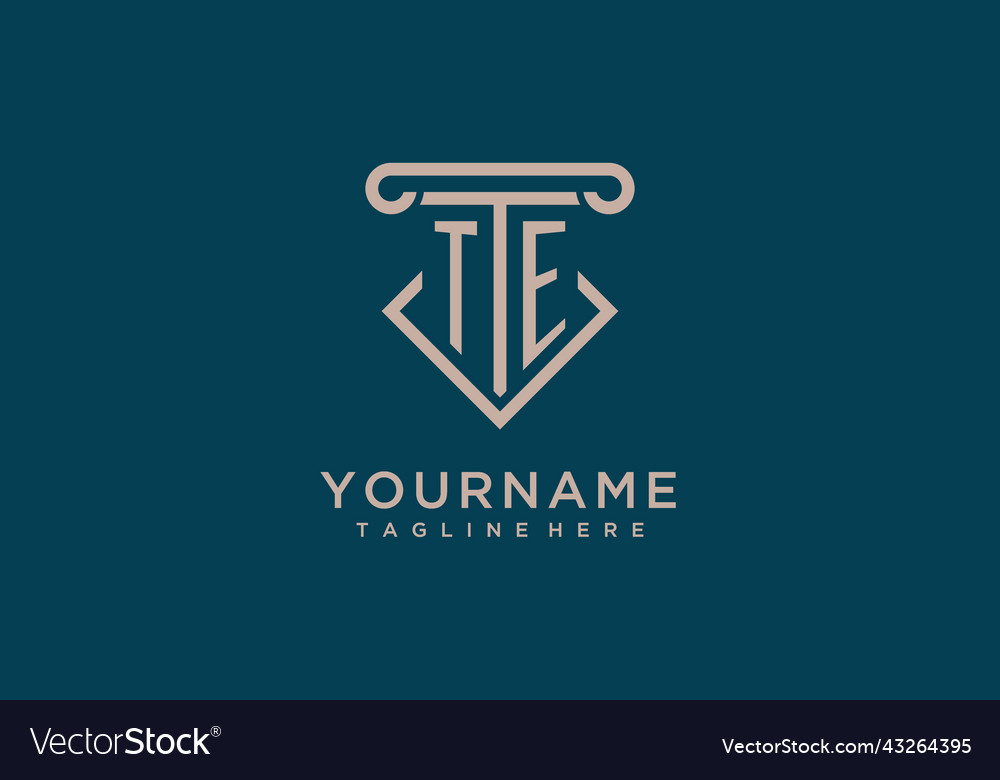 Te initial with pillar icon design clean