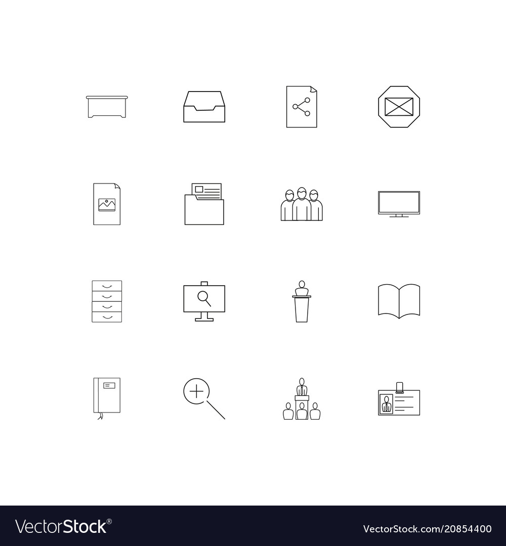 Business and office linear thin icons set