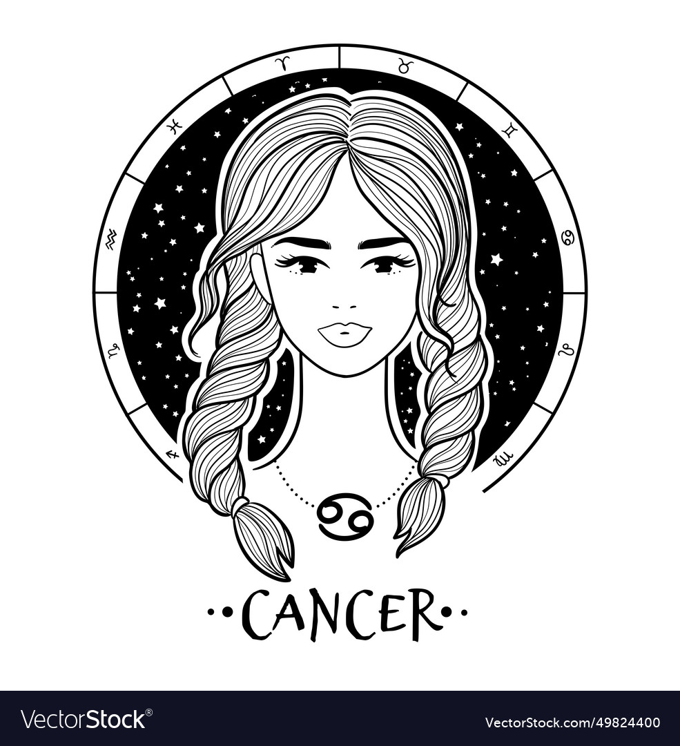 Cancer zodiac sign line art Royalty Free Vector Image