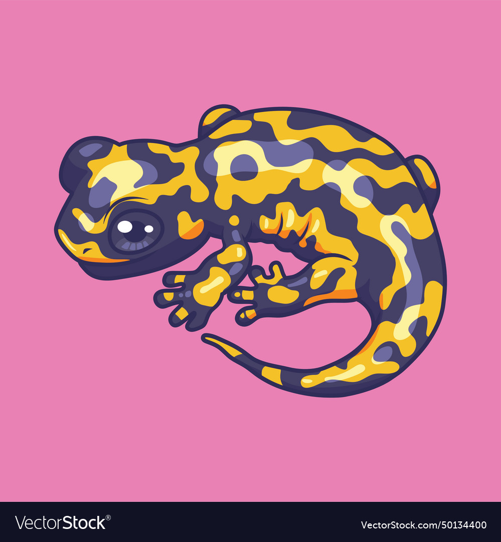 Cute fire salamander animal cartoon character