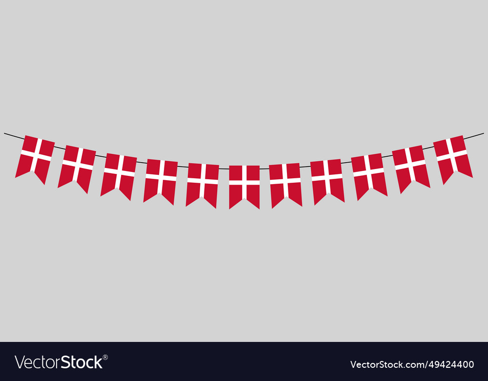 Denmark flag garland pennants on a rope