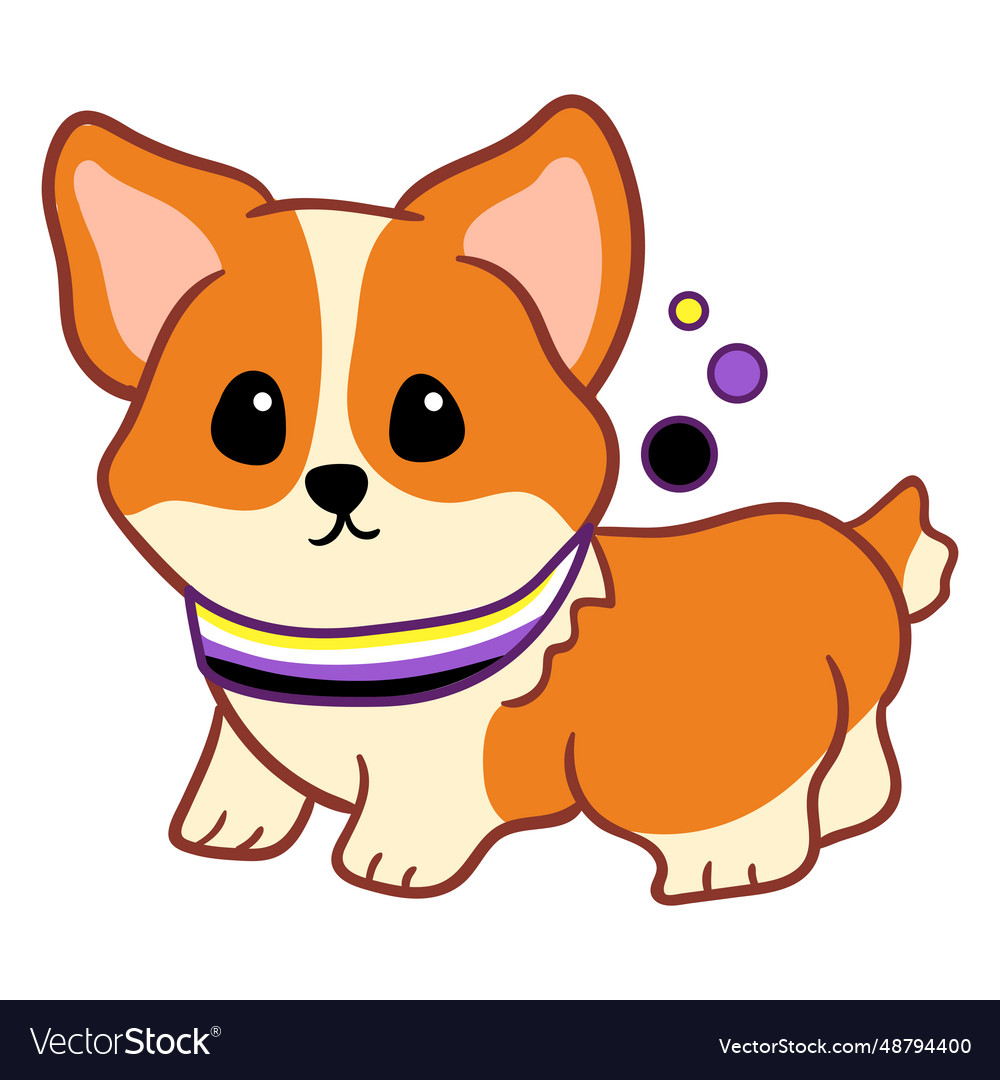 Dog non binary flag color stroke