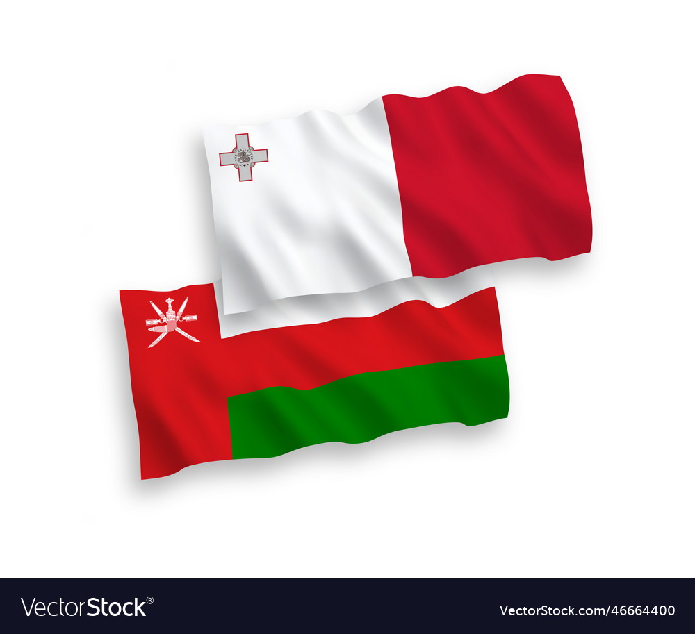 Flags of malta and sultanate oman on a white Vector Image