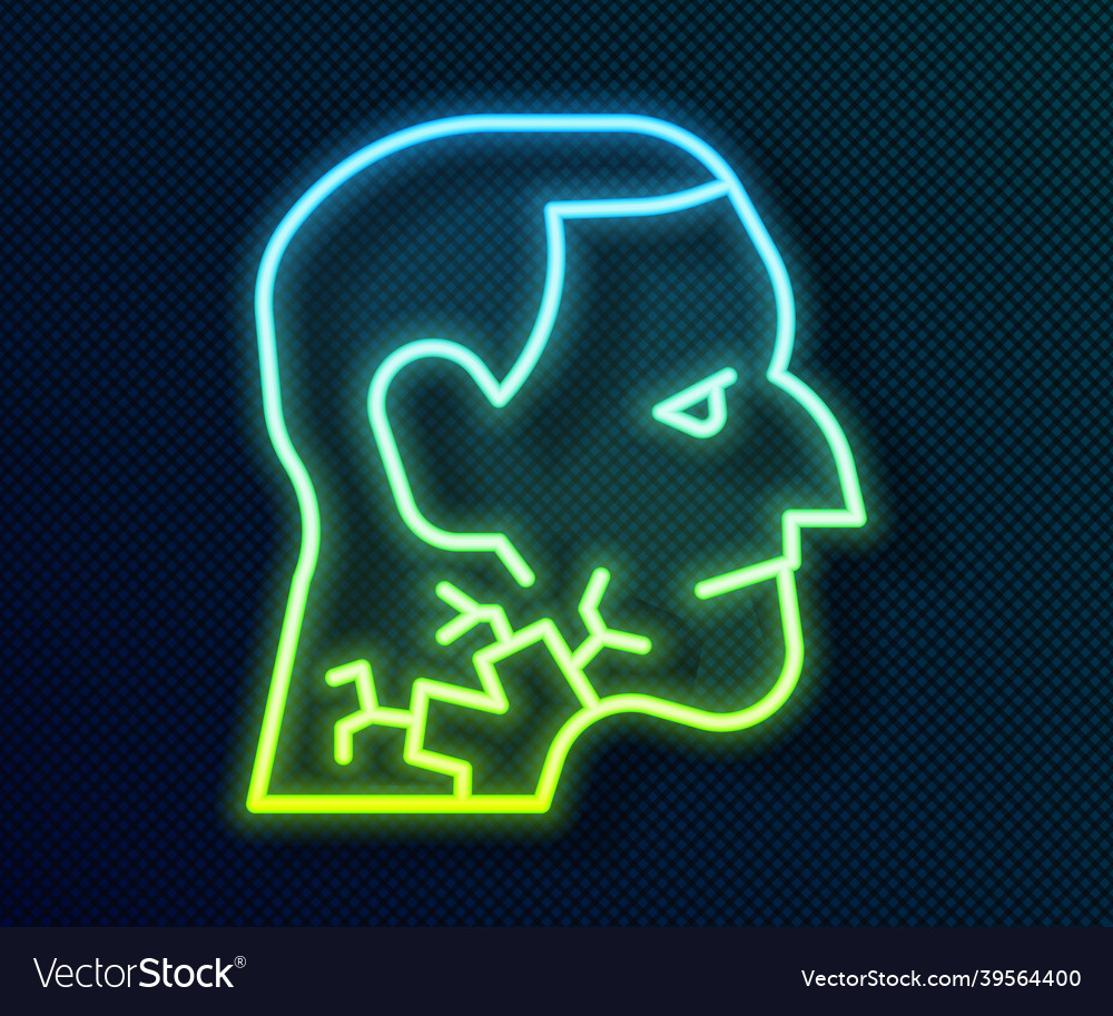 Glowing neon line throat cancer icon isolated