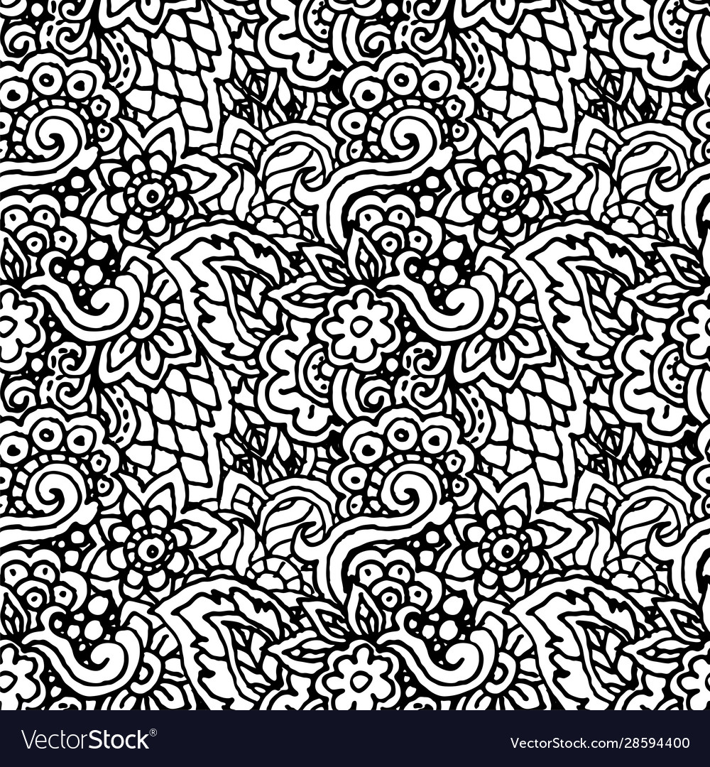 Hand drawn line seamless abstract colored