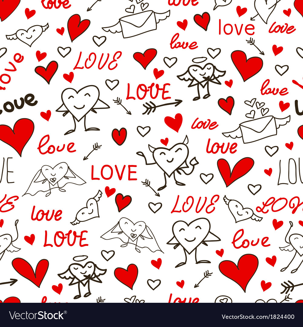 Premium Vector  Seamless background with love and hearts valentine pattern  vector illustration