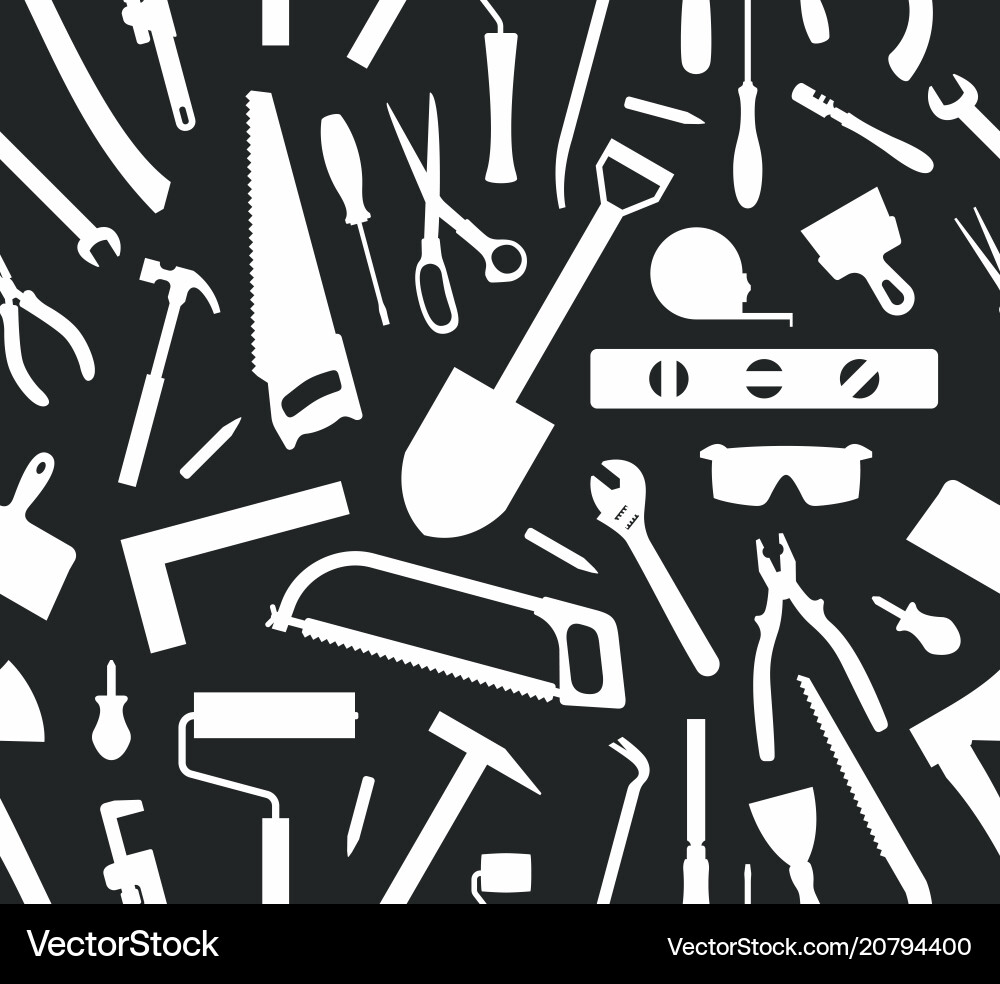 Seamless pattern tools silhouette Royalty Free Vector Image