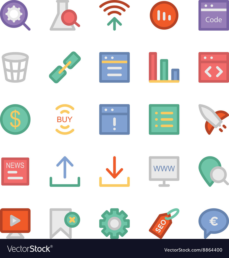 Seo and marketing icons 5 Royalty Free Vector Image