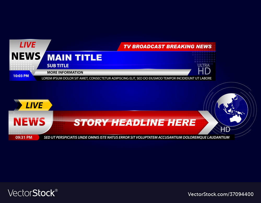 Set Breaking News Template Tv Or Banner Royalty Free Vector