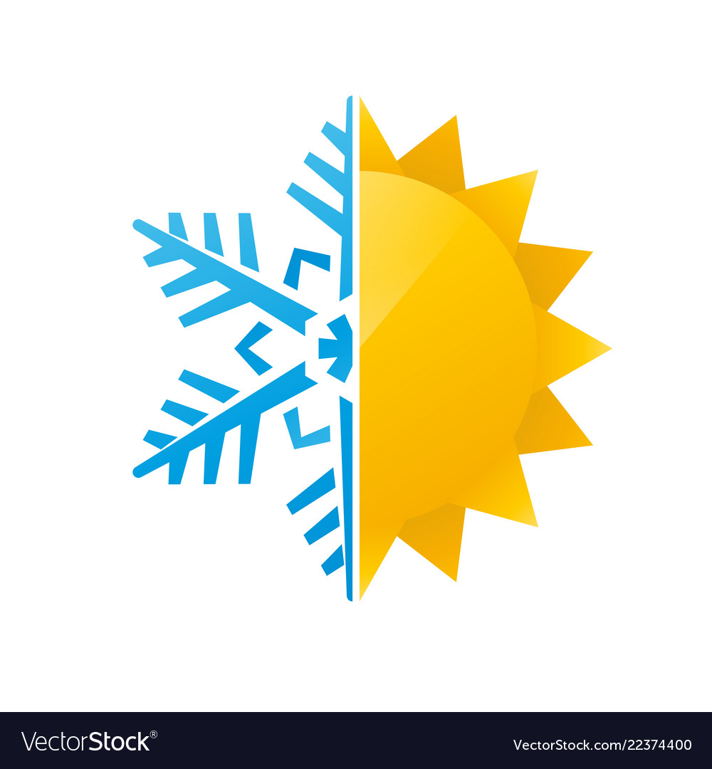 Snowflake and sun icon Royalty Free Vector Image