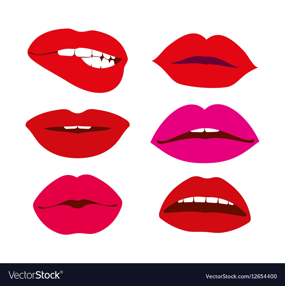 Woman lips icons set Royalty Free Vector Image