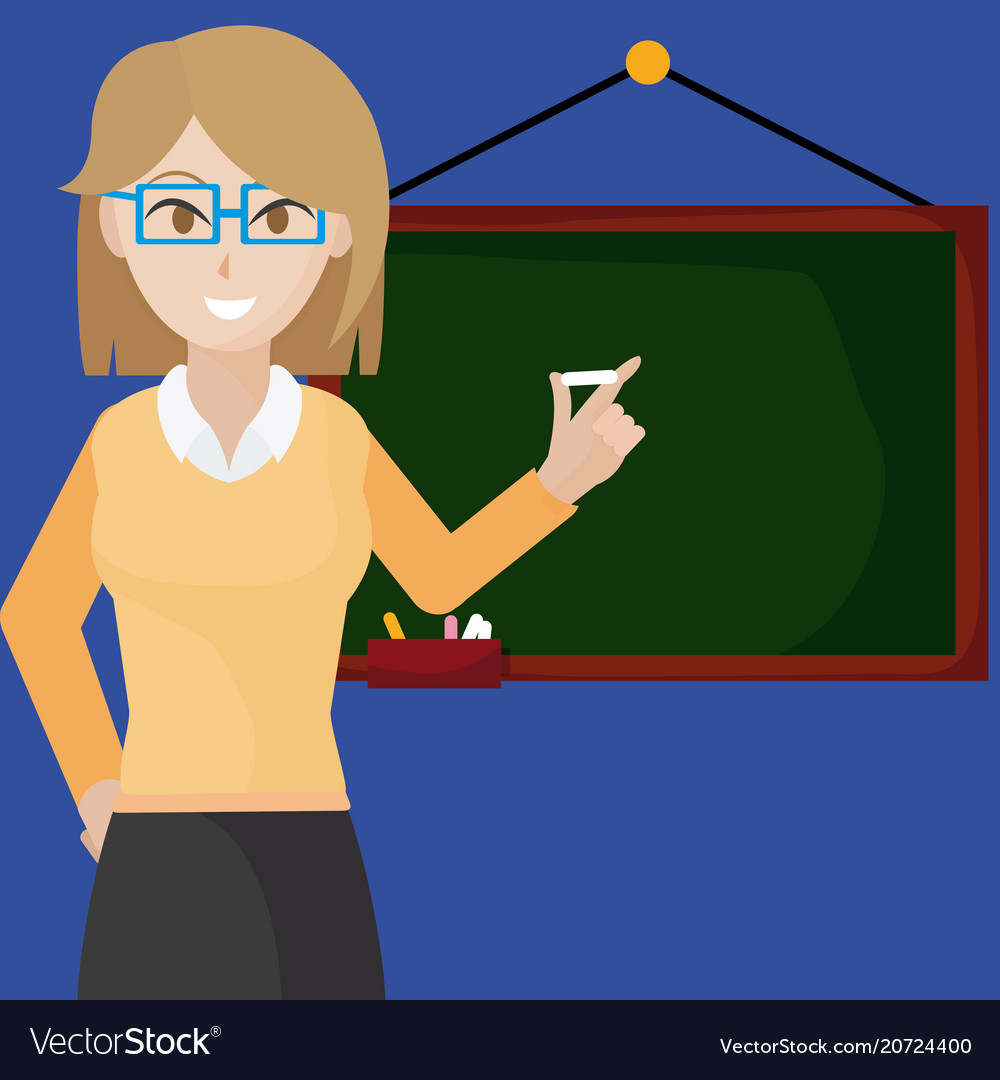 Woman teacher with blackboard Royalty Free Vector Image