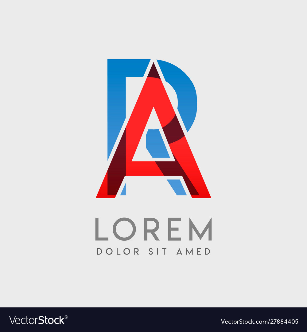 Ar logo letters with blue and red gradation vector image Ar logo letters with blue and red gradation