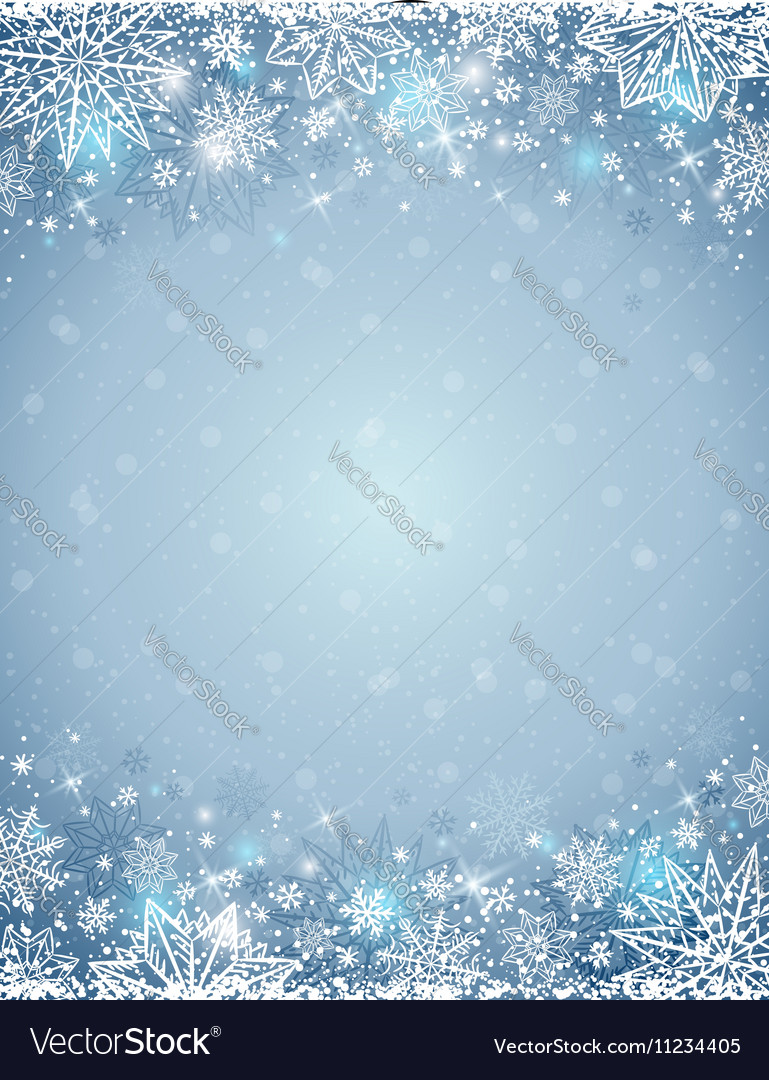 Background with frame of snowflakes and stars