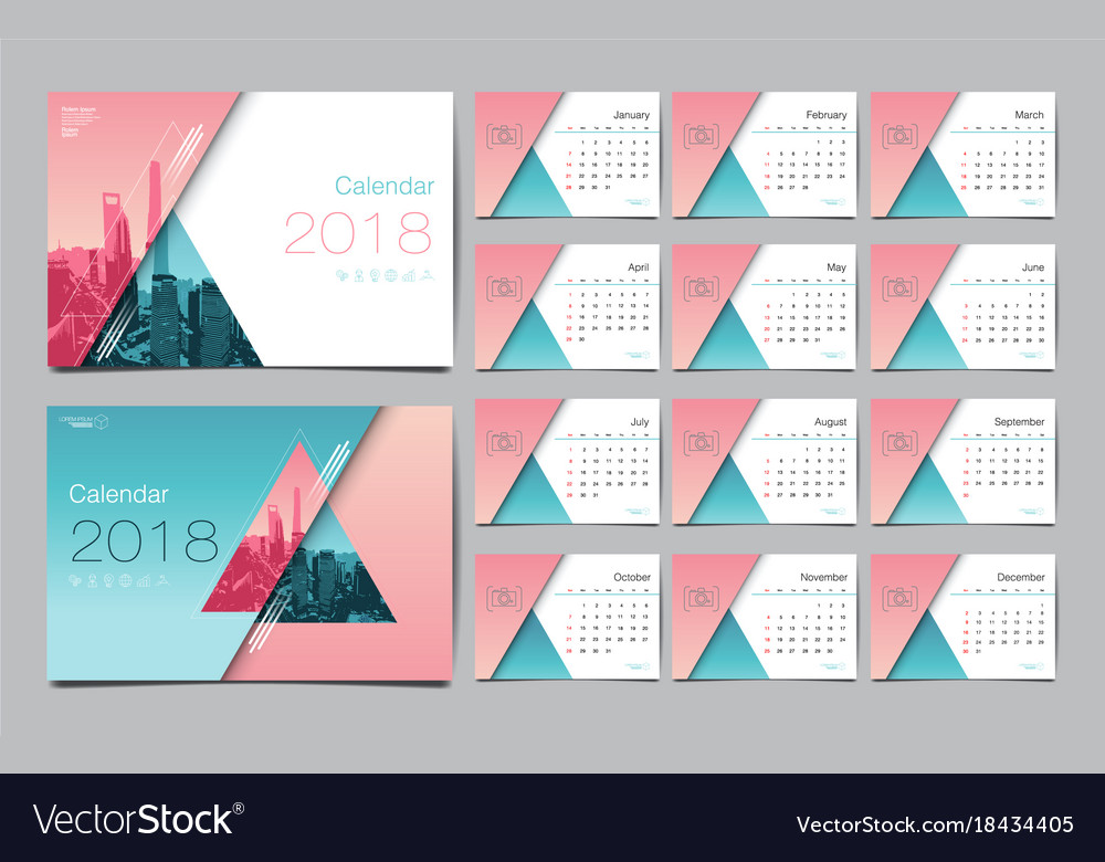 Calendar template for 2018 year design layout Vector Image