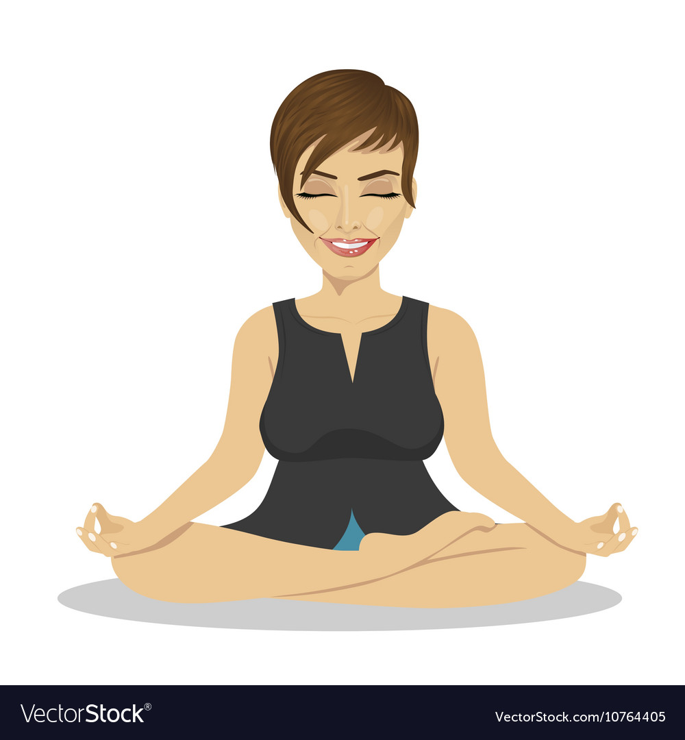 calm businesswoman meditating in lotus pose vector image