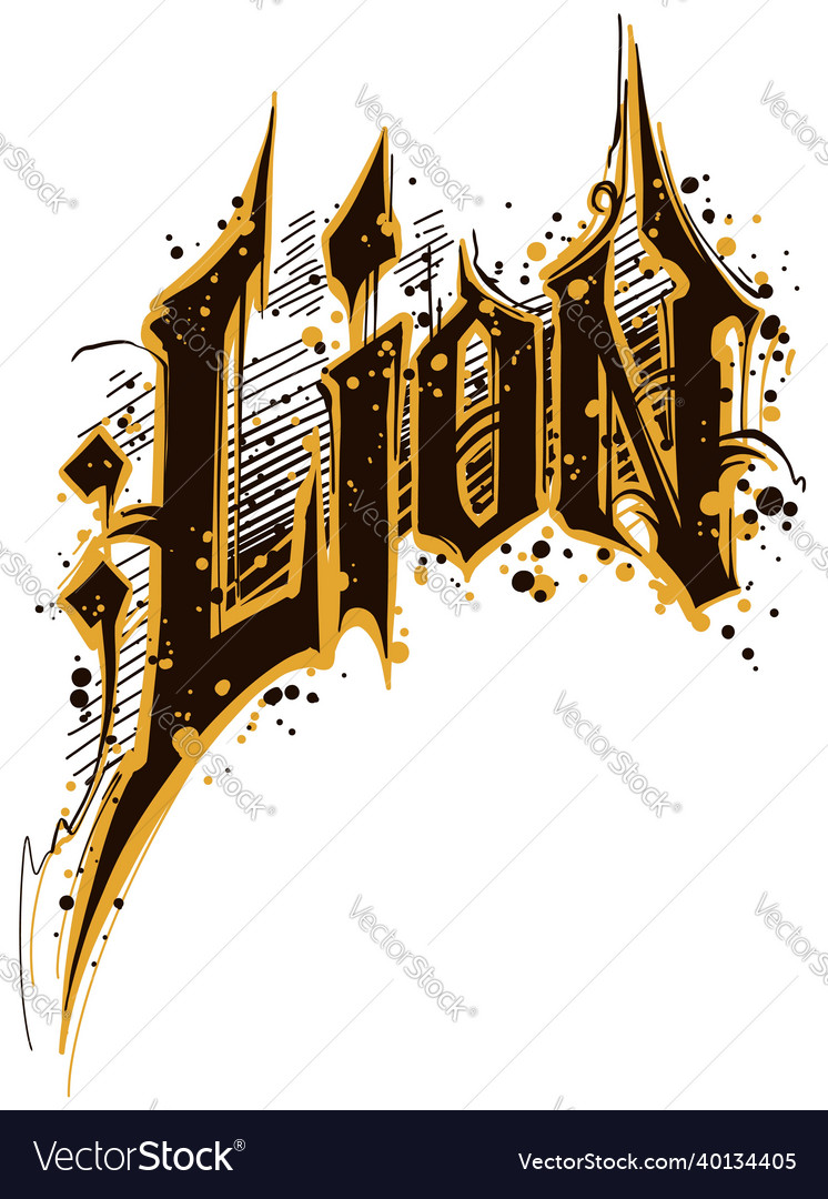 Cartoon graphic handwritten word lion Royalty Free Vector