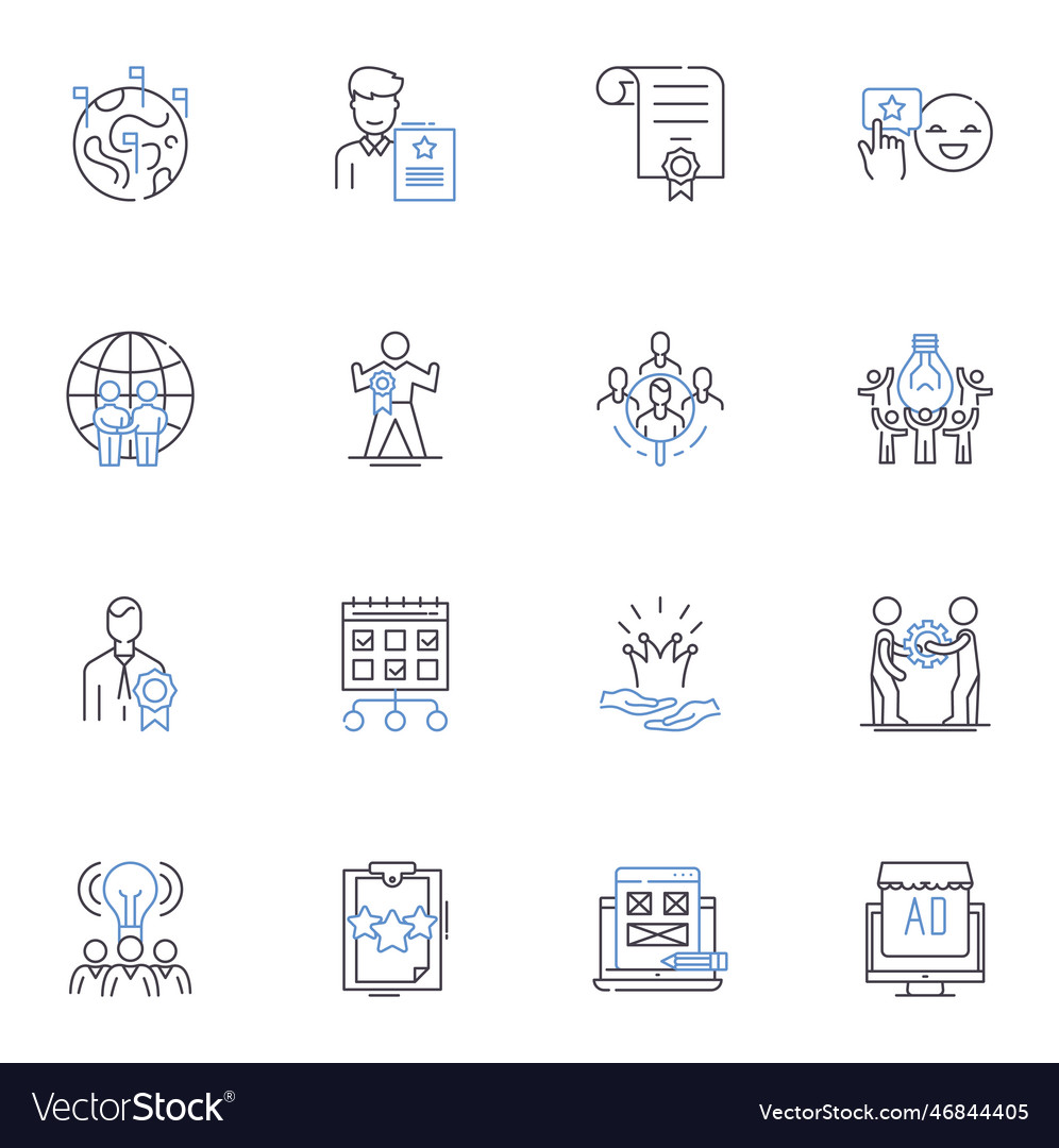 Content marketing line icons collection strategy vector image Content marketing line icons collection strategy