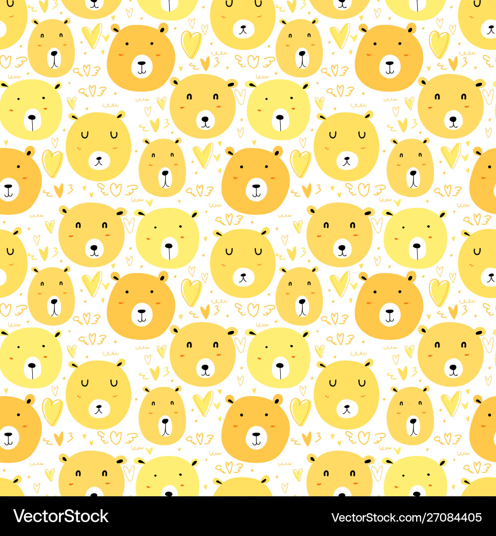 Cute bear seamless pattern background Royalty Free Vector