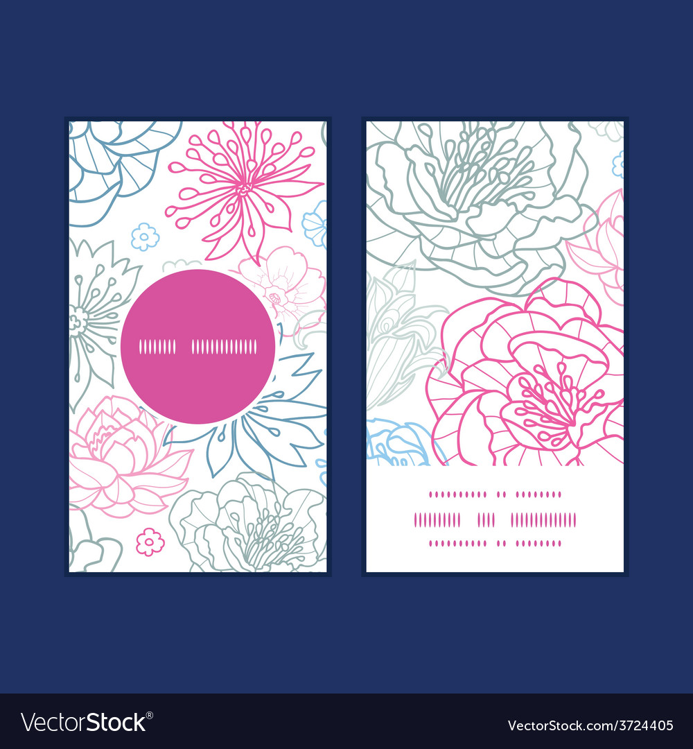 Gray and pink lineart florals vertical