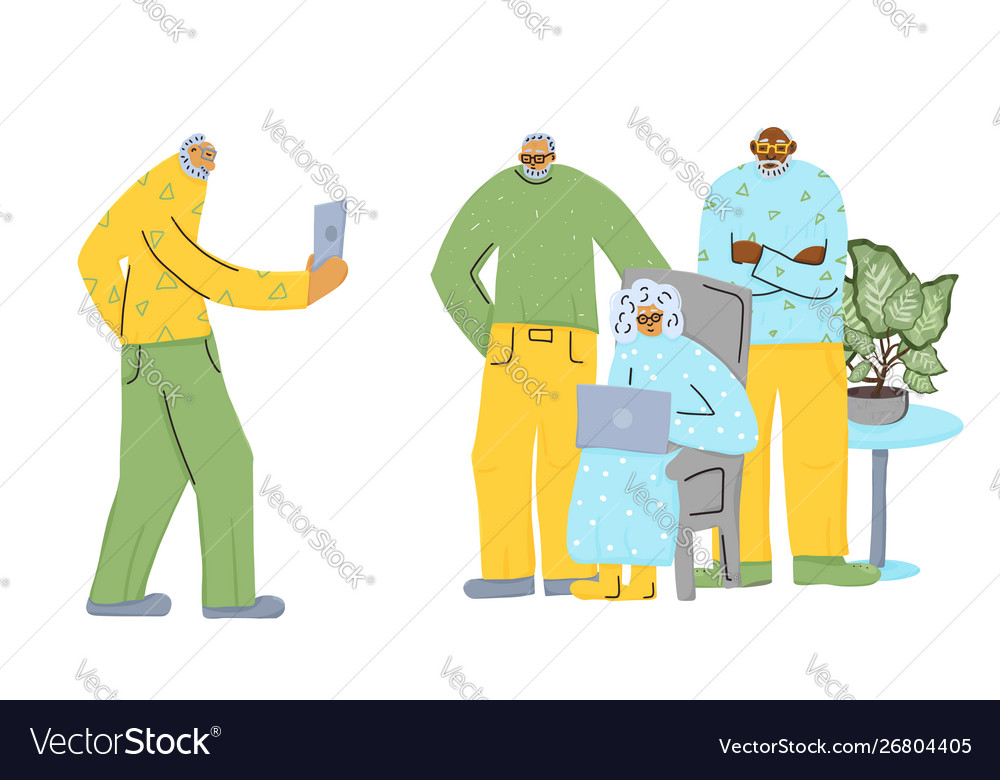 Group old people isolated