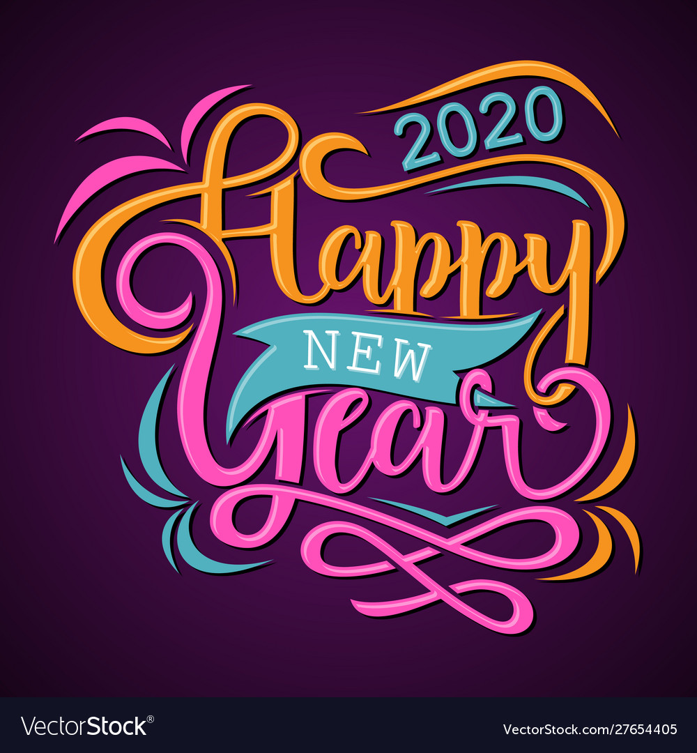 Happy new year 2020 greeting card or background Vector Image