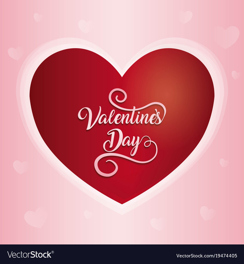 Happy valentines day lettering card with hearts Vector Image