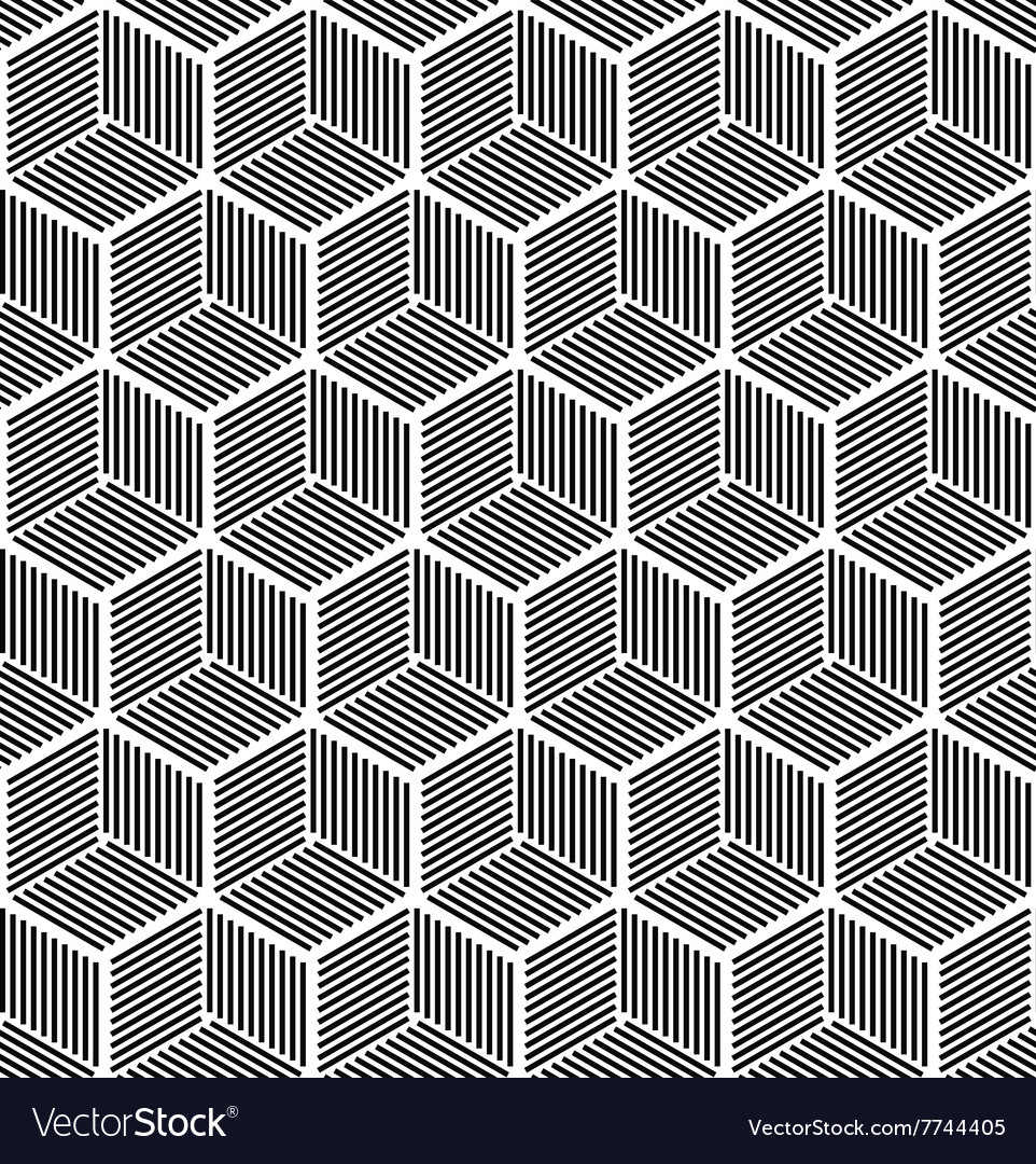 Seamless hexagonal line cube pattern Royalty Free Vector