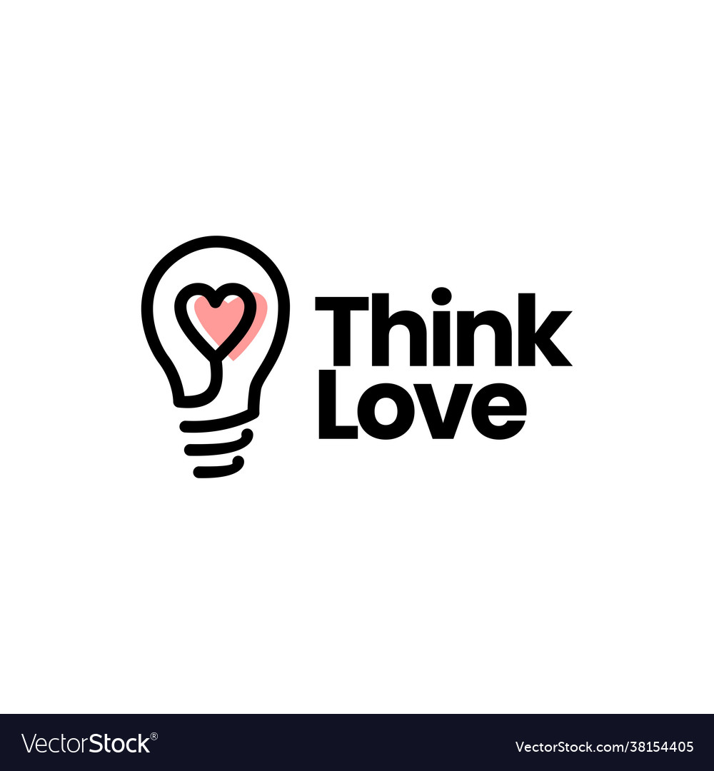 Think love bulb idea heart logo icon Royalty Free Vector