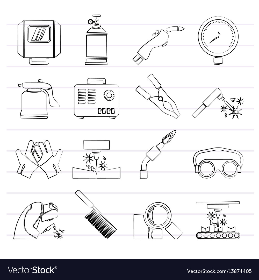 Welding and construction tools icons vector image