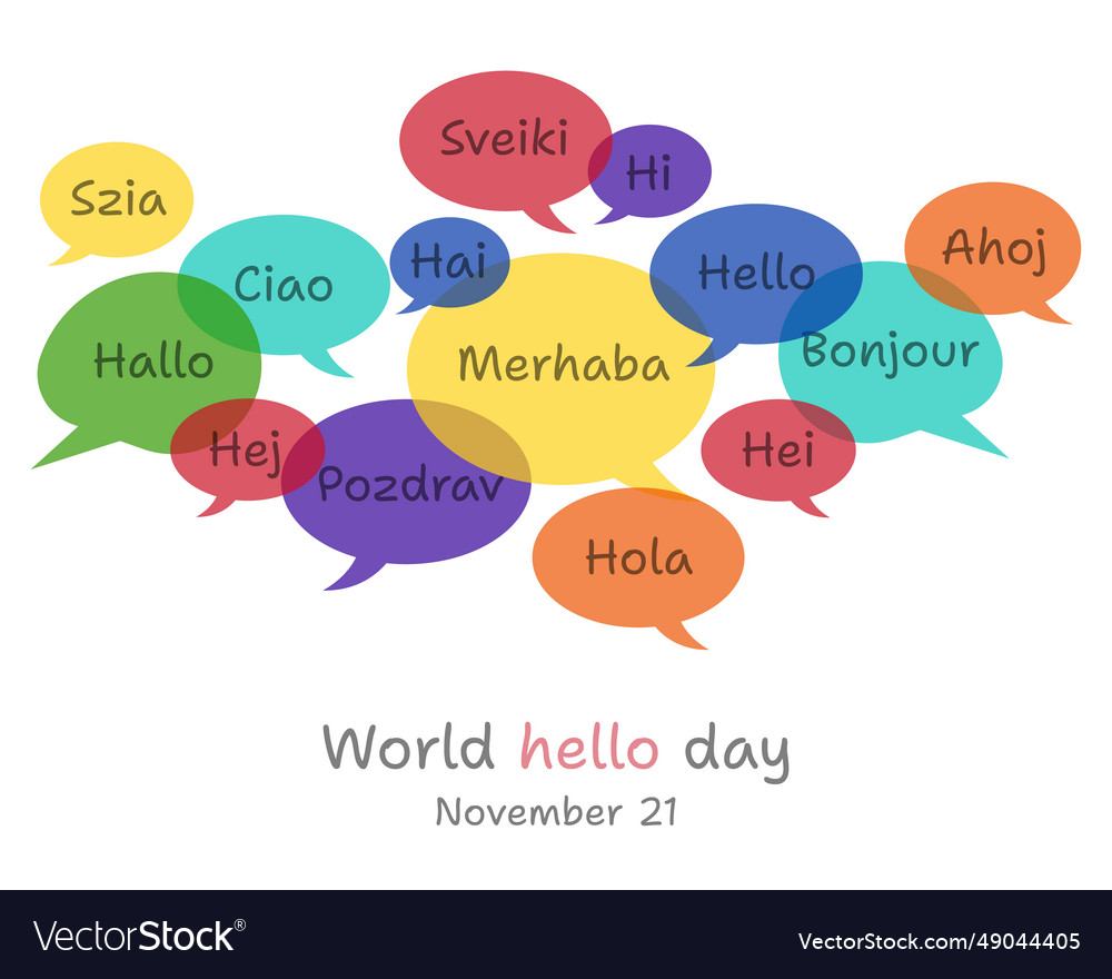 World hello day3 Royalty Free Vector Image - VectorStock