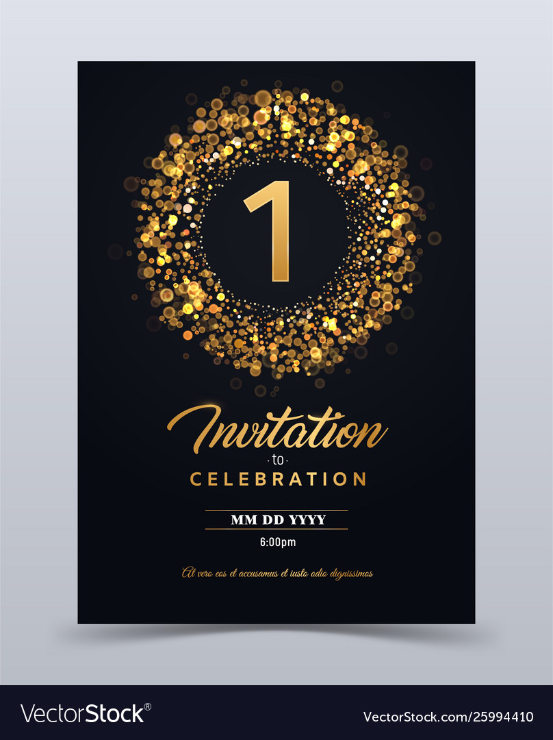 1 Year Anniversary Invitation Card Template Vector Image