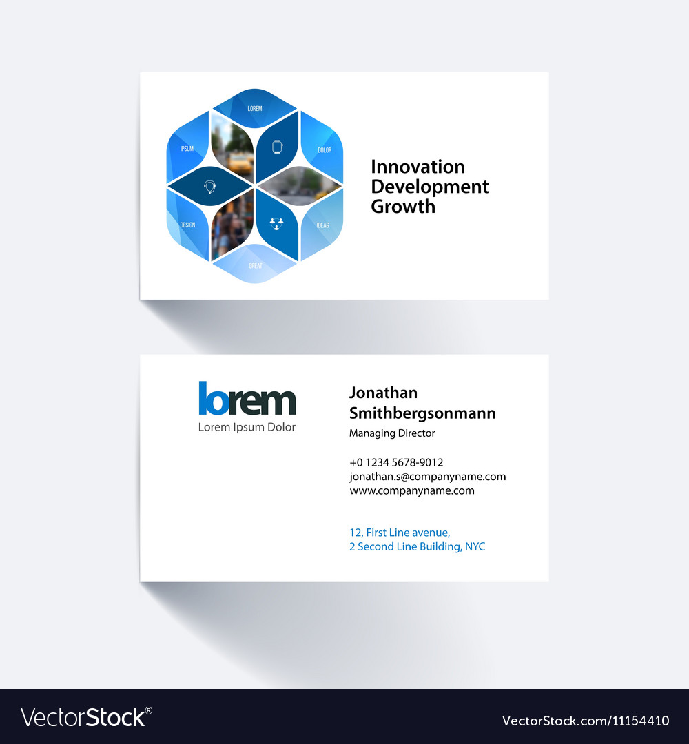 Business card template with rhombus