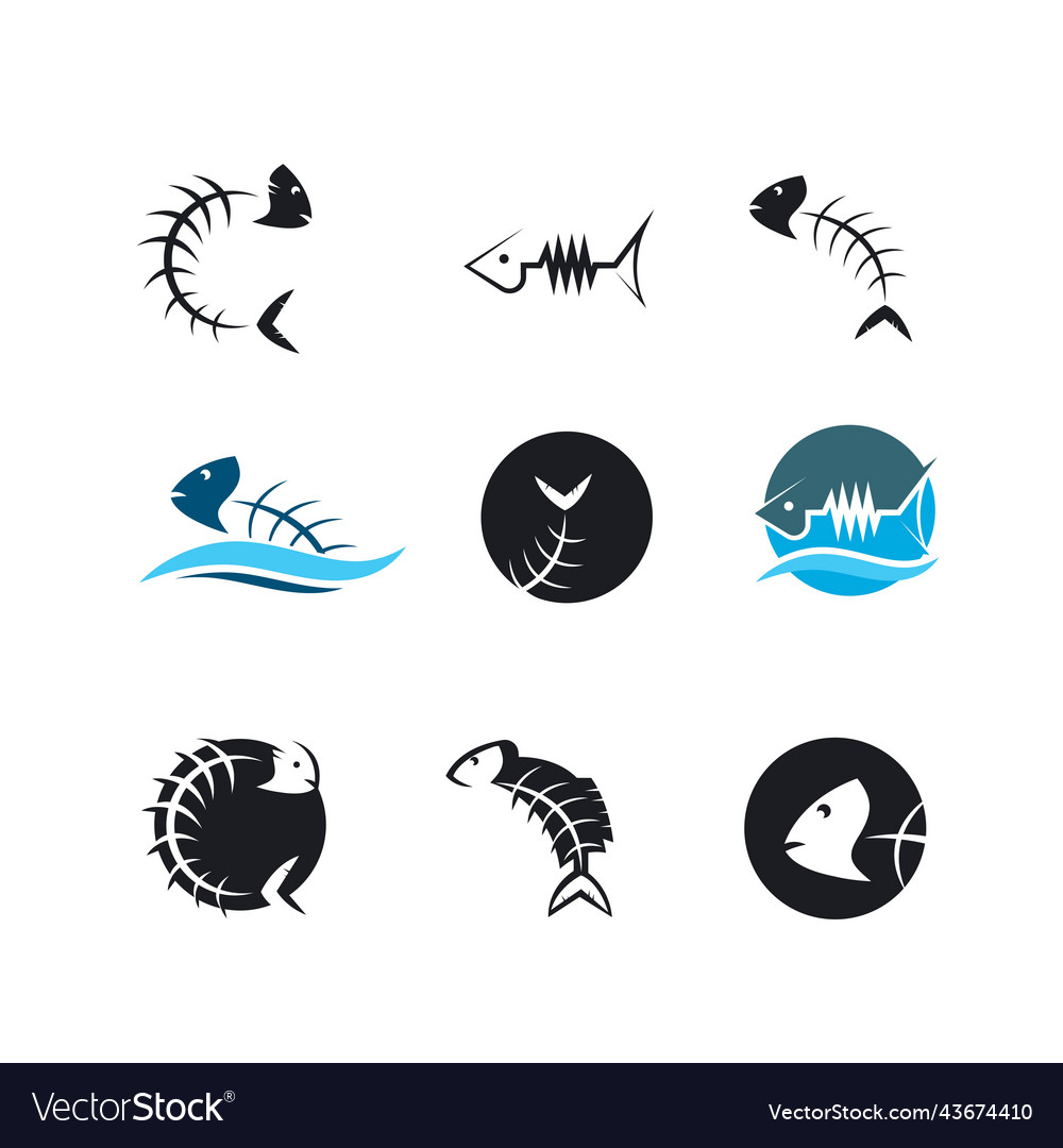 Fish bone icon design template