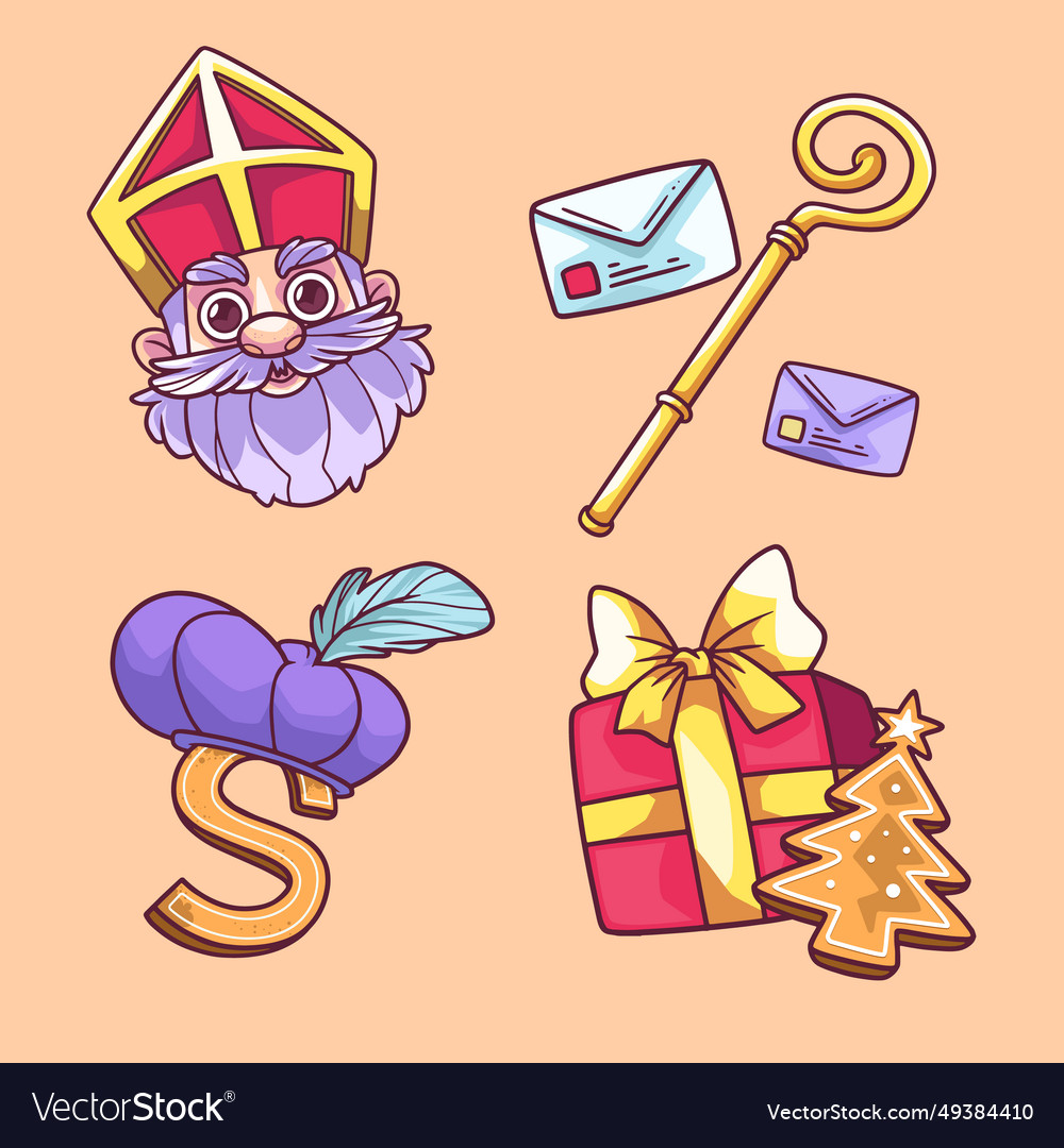 Hand drawn sinterklaas design elements set