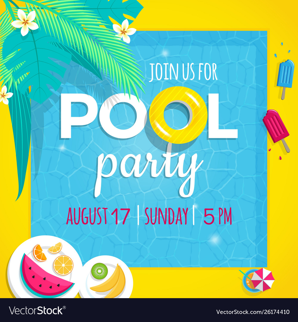 Pool Party Invitation Template Royalty Free Vector Image 