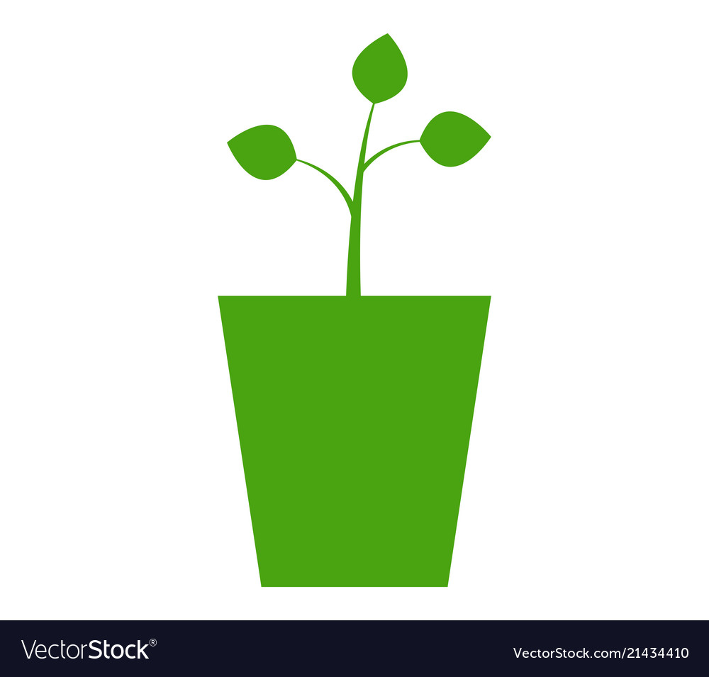 Vase icon with plant