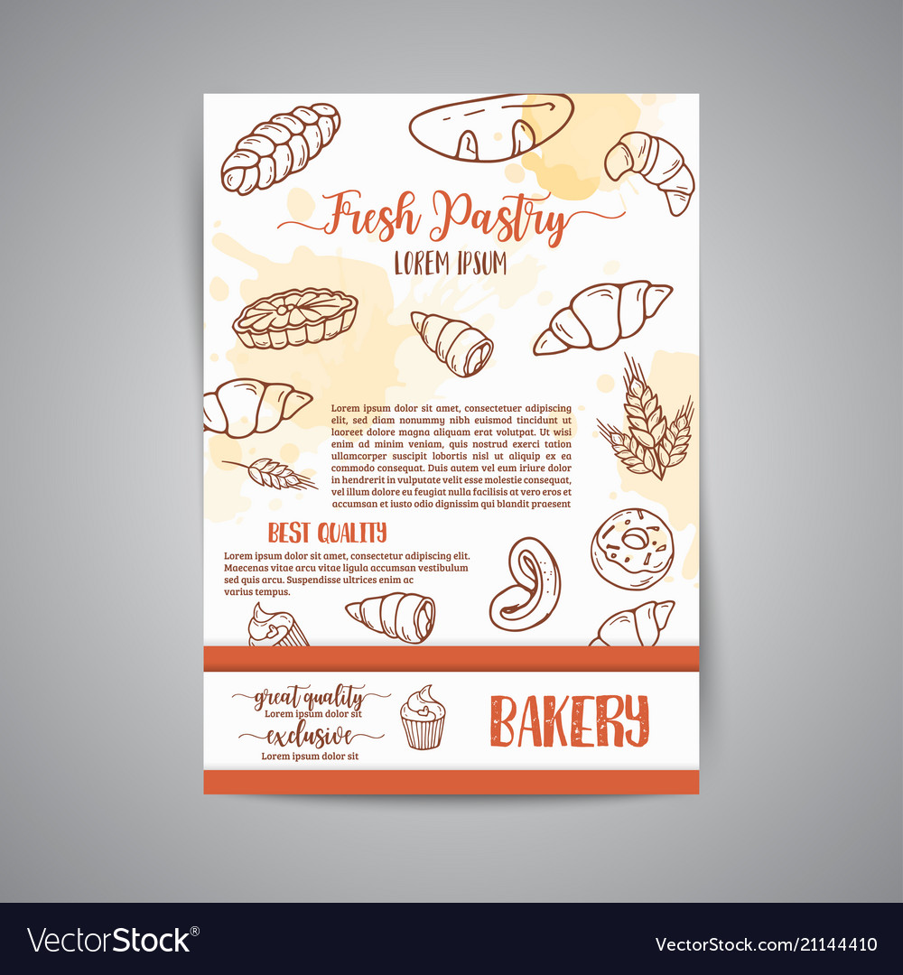 Vintage newsletter with sketch bakery pastries