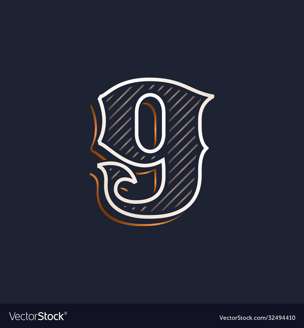 Vintage number nine logo with line decoration