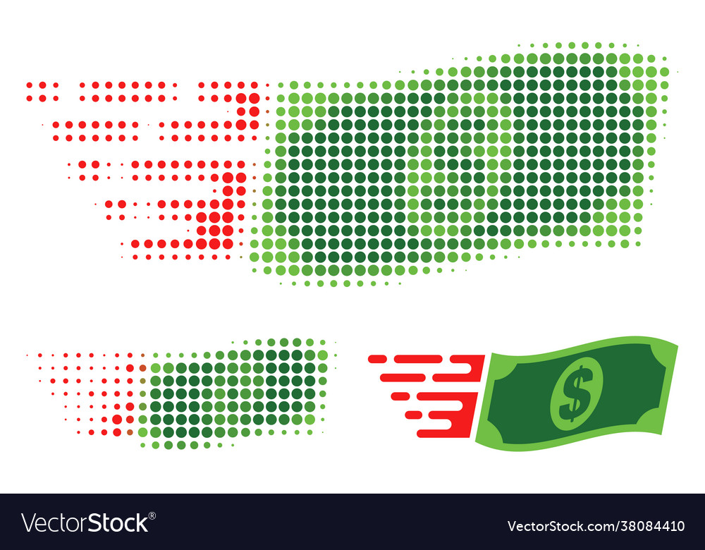 Waving Dollar Banknote Halfton dotted icon