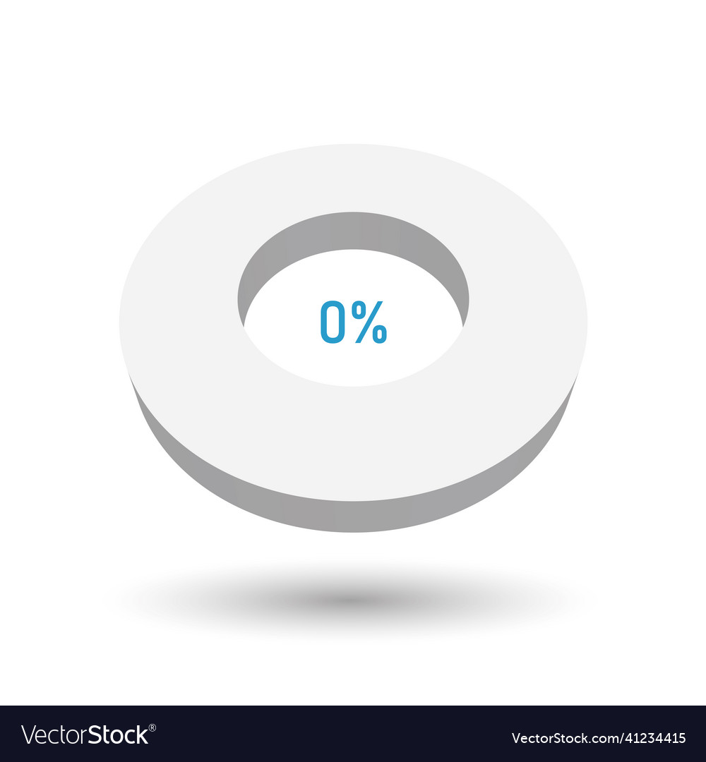 0 percent 3d pie chart Royalty Free Vector Image