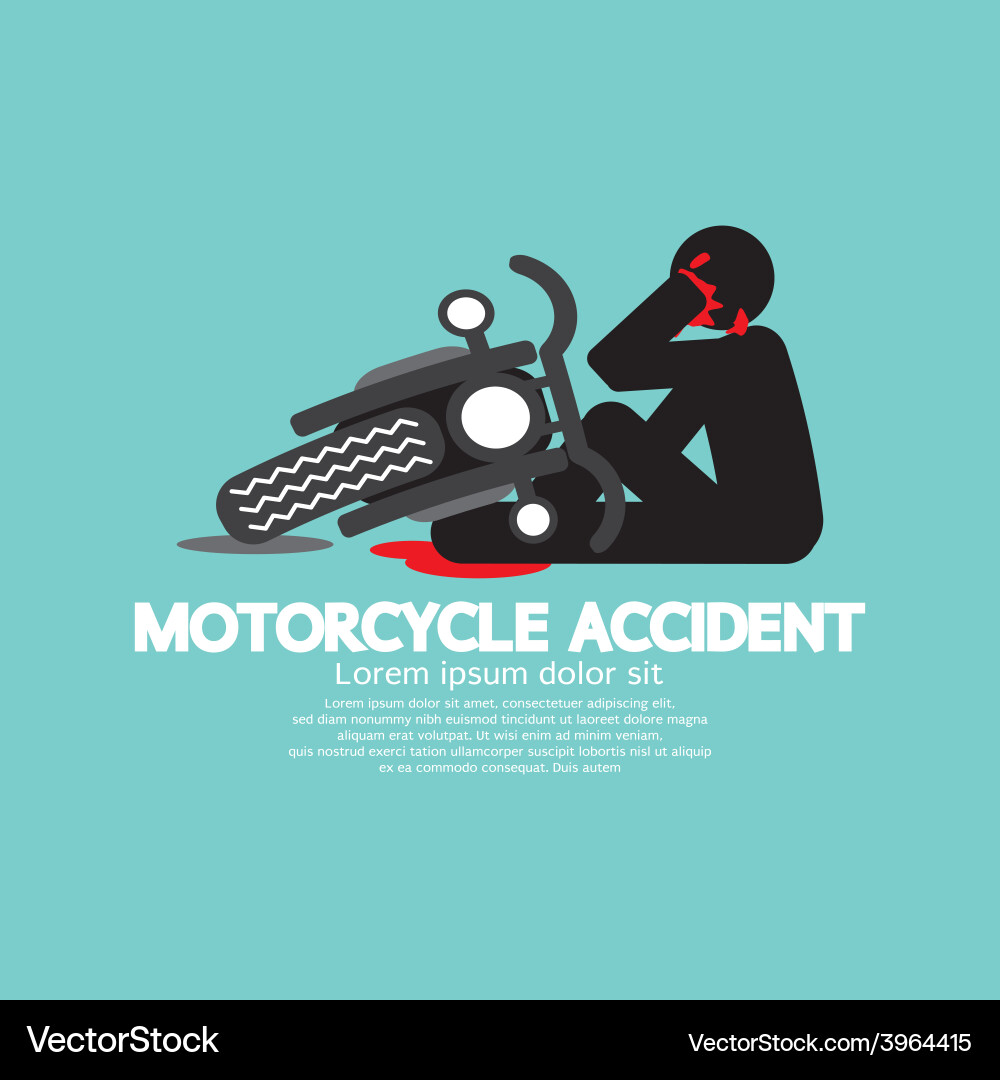 Biker with motorcycle have an accident Royalty Free Vector