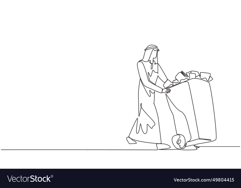 Continuous one line drawing arabian businessman