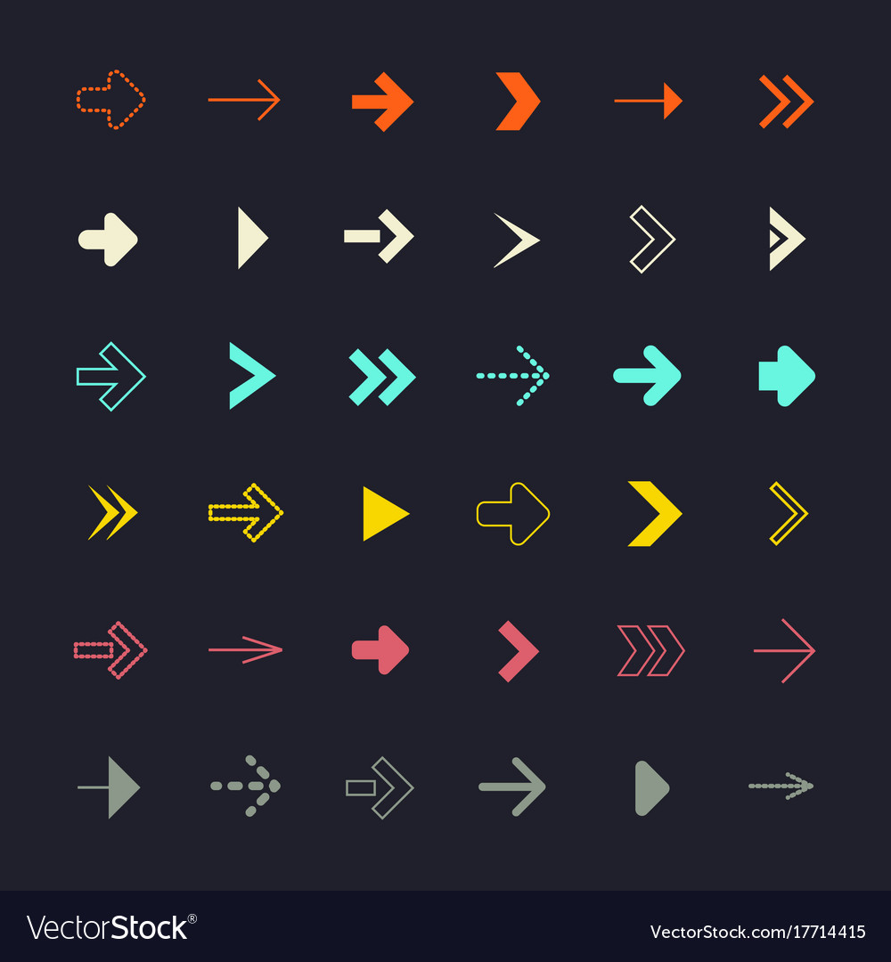 Flat design arrows set on black background Vector Image