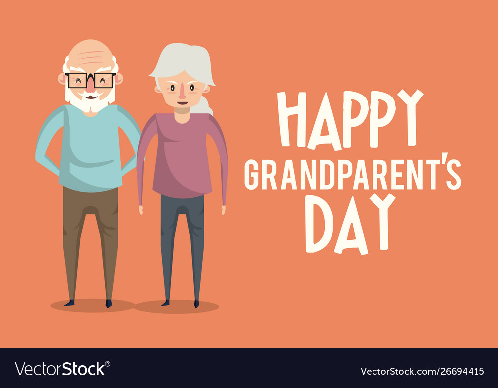 Happy grandparents day card with cartoons Vector Image