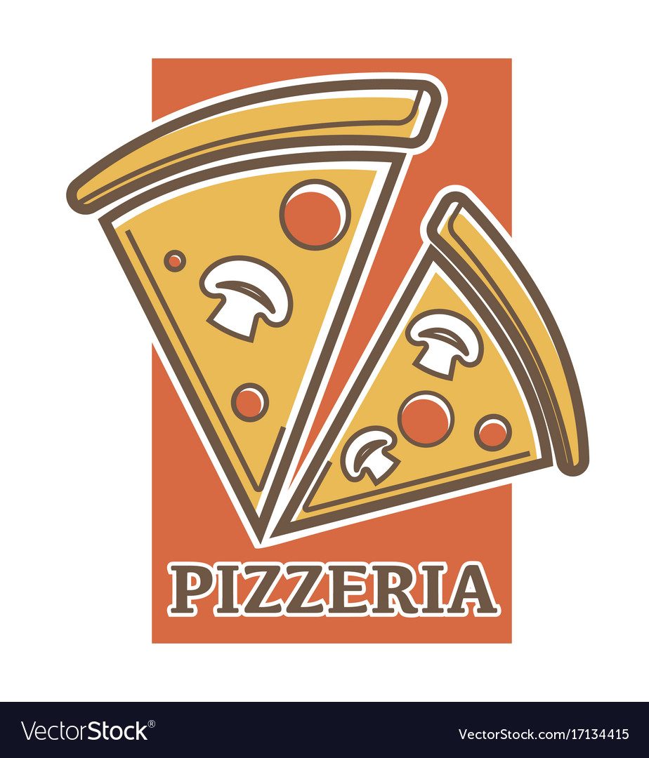 Pizzeria promotion emblem with pizza slices Vector Image