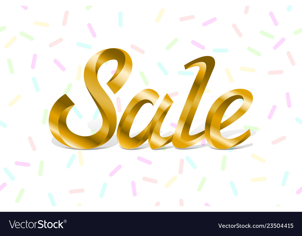 Sale golden text lettering of gold on white