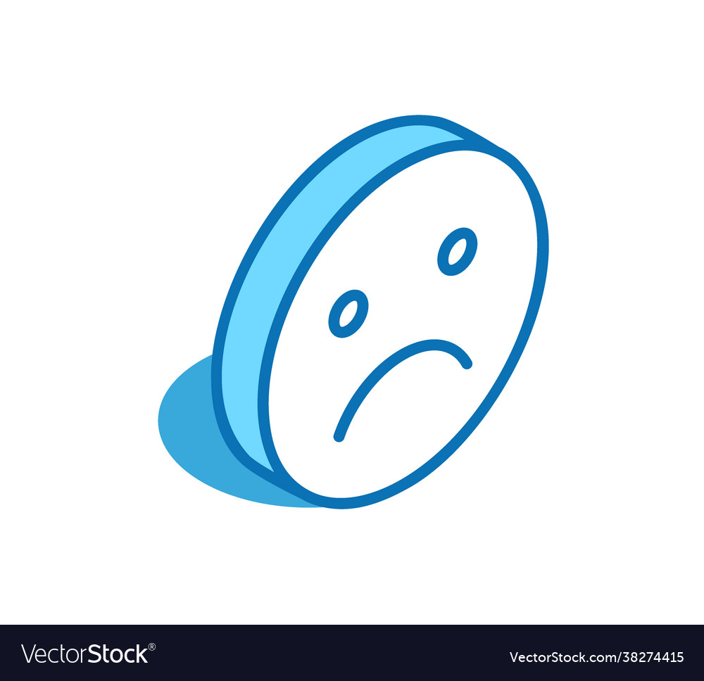 Unhappy emoji isometric icon upset unsatisfied