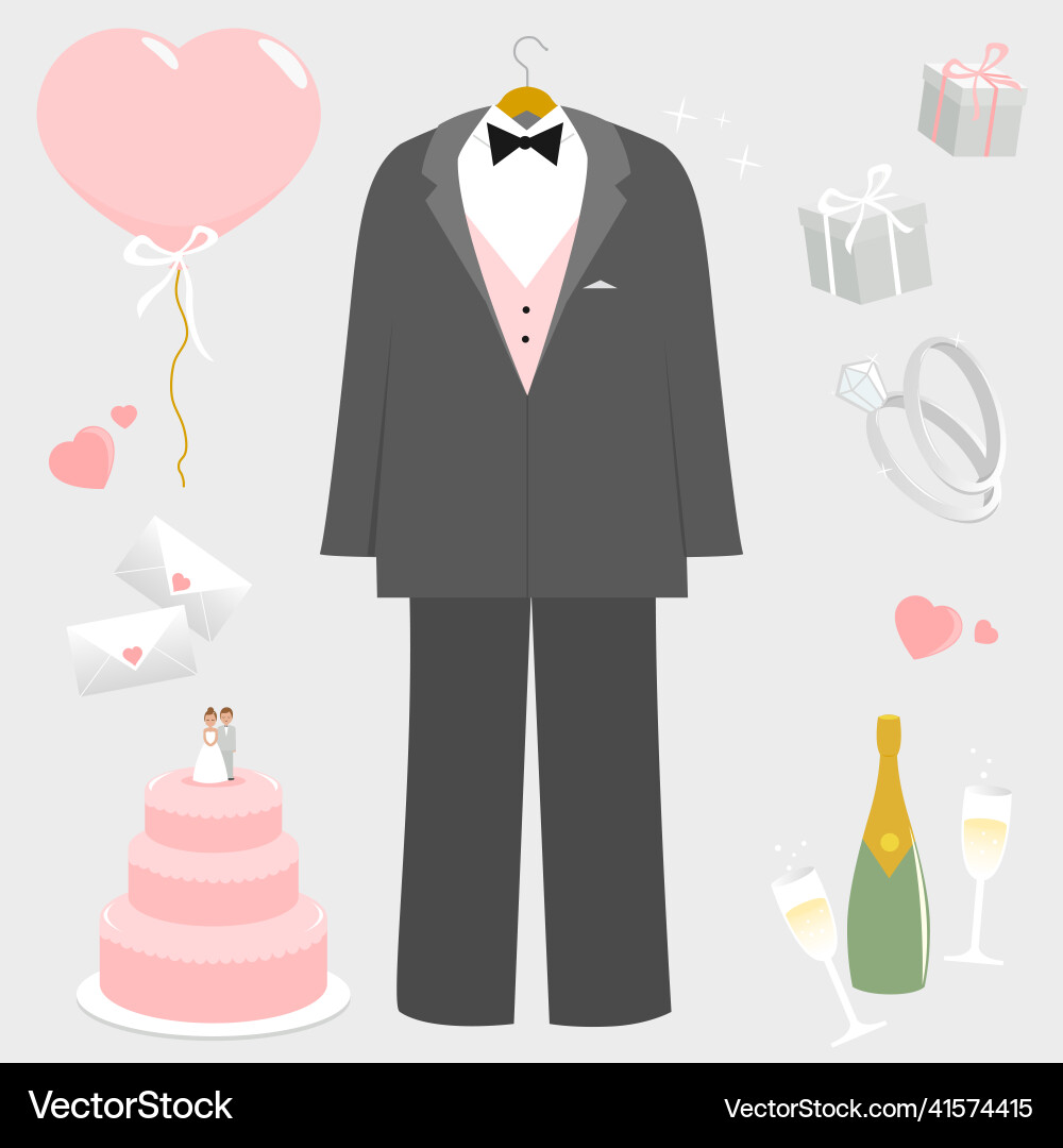Wedding suit set Royalty Free Vector Image - VectorStock