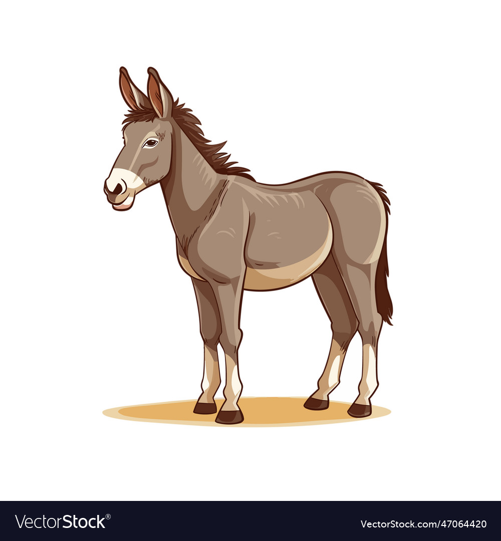 A donkey cute animal cartoon character Royalty Free Vector